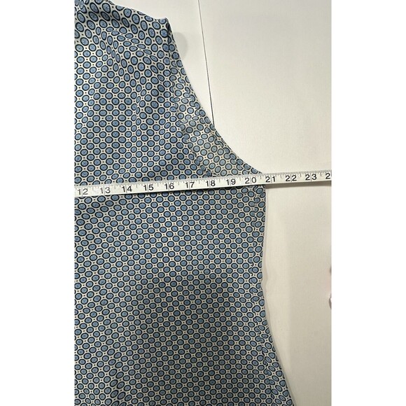 Rose & Olive Sleeveless Geometric VNeck Blue Dots Sheer Work Pullover Top Size M - Picture 4 of 8